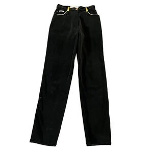 Vintage Christian Llinares Black Velour Pants with Gold Accents‎ EU Size 38